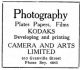 Camera and Arts ad, <i>Ubyssey</i>, 27 Oct 1921, p. 3.