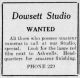 Dowsett Studio ad, <i>Chilliwack Progress</i>, 19 Apr 1923, p. 4.