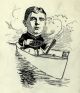 Viggo Laursen as depicted by a newspaper cartoonist, 1910 or 1911.