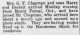 Mrs. G.F. Chapman news item, <i>Chilliwack Progress</i>, 19 Oct 1910, p. 4.