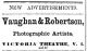 Vaughan and Robertson's ad, Victoria <i>Colonist</i>, 5 Aug 1863, p. 2.